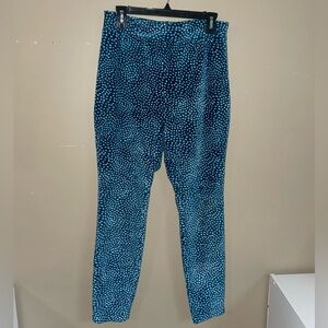 Lands' End Blue Speckle soft velour velvet Performance Legging pants Sz M 10-12